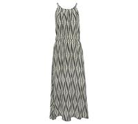 Maxikleid LASCANA "mit Alloverprint und Knopfleiste hinten, aus gewebter Viskose", Damen, Gr. 44, N-Gr, schwarz (schwarz, sand bedruckt), Web, Obermaterial: 100% Viskose, bedruckt, figurumspielend lan