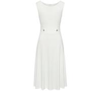 Midikleid LASCANA, Damen, Gr. 38, N-Gr, weiß, Jersey, Obermaterial: 95% Polyester, 5% Elasthan, unifarben, modisch, figurumspielend kniebedeckend, Rundhals, ohne Ärmel, Kleider, mit dekorativen Riegel