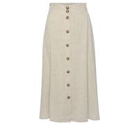 Midirock LASCANA Gr. 34, beige (sand) Damen Röcke Lange mit Knopfleiste, Leinenrock, Sommerrock (83456406-34)