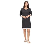 Nachthemd VIVANCE DREAMS, Damen, Gr. 32/34, N-Gr, schwarz (schwarz, gepunktet), Single Jersey, Obermaterial: 98% Baumwolle, 2% Polyester, Basic, bequem kurz, Rundhals, eingesetzt Rippbündchen kontrast