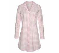 Nachthemd VIVANCE DREAMS, Damen, Gr. 44/46, N-Gr, rosa (rosa, weiß), Single Jersey, Obermaterial: 100% Baumwolle, kariert, Basic, figurumspielend kurz, V-Ausschnitt, eingesetzt, Kleider Nachthemd, mit