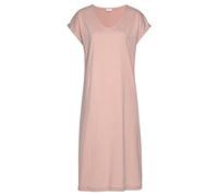 Nachthemd LASCANA, Damen, Gr. 36/38, N-Gr, rosa (altrosa), Single Jersey, Obermaterial: 50% Baumwolle, 50% Viskose, unifarben, bequem Midi, V-Ausschnitt, angeschnitten,mit Aufschlag, Kleider Nachthemd
