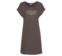 Nachthemd LASCANA, Damen, Gr. 36/38, N-Gr, braun, Single Jersey, Obermaterial: 100% Viskose, unifarben, kurz, Rundhals, angeschnitten, Kleider Nachthemd, mit angeschnittenen Ärmeln (45489602-36) braun