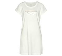 Nachthemd LASCANA, Damen, Gr. 36/38, N-Gr, beige (ecru), Single Jersey, Obermaterial: 50% Baumwolle, 50% Viskose, unifarben, loose fit Mini, Rundhals, angeschnitten,mit Aufschlag, Kleider Nachthemd, M