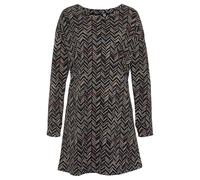 Lascana Damen Nachthemd kurzes Sleepshirt mit goßem Frontprint, mit Rundhalsausschnitt, überschnittenen Schultern und Langen Ärmeln, hautfreundlich und atmungsaktiv