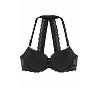 Neckholder-BH LASCANA, Damen, Gr. 75, Cup A, schwarz, Microtouch, Obermaterial: 90% Polyamid, 10% Elasthan, BHs BH Spitzenwäsche Spitzen-BH Neckholder-BH, mit dekorativem Spitzenrücken und Komfort-Nac