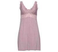 Negligé LASCANA, Damen, Gr. 32/34, N-Gr, lila (mauve), Single Jersey, Obermaterial: 95% Viskose, 5% Elasthan. Spitze: 90% Polyamid, 10% Elasthan, unifarben, figurbetont mini, V-Ausschnitt, Kleider Neg
