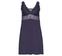 Negligé LASCANA Gr. 32/34, N-Gr, blau (nachtblau) Damen Kleider Negligés mit Spitzendetails (56741007-32)