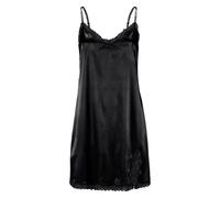 Negligé LASCANA, Damen, Gr. 36, N-Gr, schwarz, Satin, Obermaterial: 95% Polyester, 5% Elasthan. Spitze: 92% Polyamid, 8% Elasthan, figurbetont mini, V-Ausschnitt, Kleider Negligé Dessous, aus edlem Sa