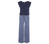 Overall LASCANA Gr. 44, N-Gr, blau (blau bedruckt) Damen Overalls Strandoveralls mit weitem Bein (94044254-44)