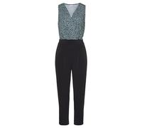 Overall LASCANA, Damen, Gr. 46, N-Gr, grün (grün, schwarz), Crêpe, Obermaterial: 95% Polyester, 5% Elasthan, bedruckt, figurumspielend 7/8-Länge, V-Ausschnitt, Overalls Overall, mit überlappendem Ober