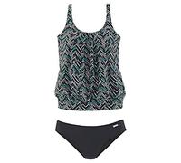Oversize-Tankini LASCANA, Damen, Gr. 36, N-Gr, schwarz (schwarz, bedruckt), Polyamid, bedruckt, Bikini-Sets, mit grafischem Print (585856-36) schwarz, bedruckt