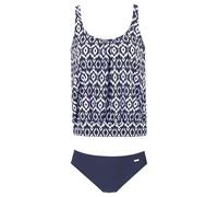 Oversize-Tankini LASCANA, Damen, Gr. 54, N-Gr, blau (marine, weiß), Polyamid, Ethnomuster, bedruckt, Bikini-Sets, im trendigen Ethno-Design (438698-54) marine, weiß