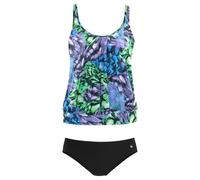Oversize-Tankini LASCANA, Damen, Gr. 40, N-Gr, schwarz (schwarz, grün), Polyamid, bedruckt, Bikini-Sets, im fantasievollen Trend-Design (646602-40) schwarz, grün