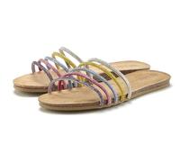 Pantolette LASCANA "Mule, Sandale, offener Schuh, Sommerschuh", Damen, Gr. 39, silber (silberfarben, multi), Obermaterial: 100% Synthetik. Decksohle: 100% Rindsleder. Laufsohle: 100% Synthetik, mehrfa