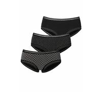 LASCANA Panty, (3 St.), mit grafischer Spitze 48/50, 3 St. schwarz Damen Cotton made in Africa Panty 48/50, 3 St. schwarz