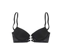 Push-up-BH LASCANA "Eleonora", Damen, Gr. 70, Cup B, schwarz, Spitze, Obermaterial: 60% Polyamid, 35% Polyester, 5% Elasthan, BHs Push-up-BH, mit feiner Schnürung in Satin-Optik, sexy Dessous, Amira-K