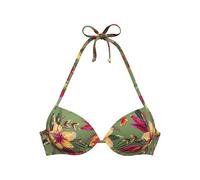 Push-Up-Bikini-Top LASCANA "Malia", Damen, Gr. 40, Cup A, salbei, pink bedruckt, Microfaser, Polyamid, Microfaser, bedruckt, floral, Bikini-Oberteile, mit tropischem Print (33039800-40) salbei, pink b