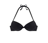 Push-Up-Bikini-Top LASCANA "Italy", Damen, Gr. 40, Cup C, schwarz, Microfaser, Microfaser, Polyamid, unifarben, Bikini-Oberteile, mit Raffung (234558-40) schwarz