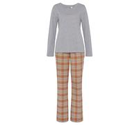 Pyjama VIVANCE DREAMS, Damen, Gr. 34, orange, Flanell, Graumeliert (Obermaterial): 90% Baumwolle, 10% Polyester. Obermaterial: 100% Baumwolle. Oberteil: 60% Baumwolle, 40% Polyester, mehrfarbig, melie