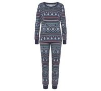 Pyjama LASCANA Gr. 40/42, blau (dunkelblau gemustert) Damen Homewear-Sets (32381117-40) dunkelblau gemustert