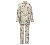 Pyjama LASCANA Gr. 40/42, beige (ecru geblümt), Damen, Single Jersey, Obermaterial: 50% Baumwolle, 50% Viskose, geblümt, Homewear-Sets, im klassischen Stil (96405068-40) ecru geblümt