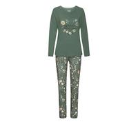 LASCANA Damen Pyjama grün-gemustert Gr.40/42