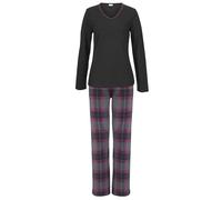 LASCANA Damen Pyjama schwarz-pink-kariert Gr.36