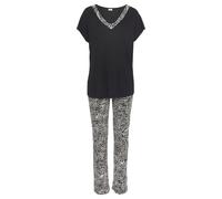 Pyjama LASCANA Gr. 40/42, schwarz-weiß (schwarz, weiß gepunktet) Damen Homewear-Sets (10581255-40) schwarz, weiß gepunktet