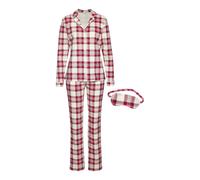 LASCANA Damen Pyjama weiß kariert Gr.40/42