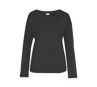 Pyjamaoberteil LASCANA, Damen, Gr. 36/38, schwarz, Single Jersey, Obermaterial: 50% Baumwolle, 50% Viskose, unifarben, loose fit hüftlang, Rundhals, Shirts, mit überschnittenen Schultern (78624147-36)