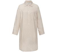 Pyjamaoberteil LASCANA, Damen, Gr. 40, beige (beige, weiß, gemustert), Web, Obermaterial: 100% Viskose, gemustert, weit ca. Mitte Oberschenkel, weit 2-Knopf-Manschette, Shirts, mit grafischem Alloverm
