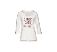 Lascana Damen Pyjamaoberteil | festlich mit Schriftzug, aus Baumwolle