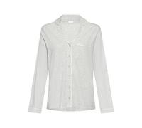 Pyjamaoberteil LASCANA, Damen, Gr. 32/34, grau meliert, Single Jersey, Obermaterial: 50% Baumwolle, 50% Viskose, meliert, unifarben mit Farbeinsatz, bequem hüftlang, V-Ausschnitt, eingesetzt Manschett
