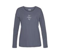 Lascana Damen Pyjamaoberteil mit Rundhalsausschnitt und überschnittenen Schultern, aus weicher Single Jersey-Qualität aus Baumwollmix, leicht und atmungsaktiv, für entspannte Stunden