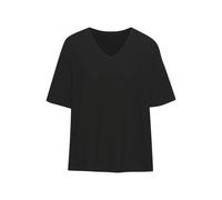 Pyjamaoberteil LASCANA, Damen, Gr. 36/38, schwarz, Single Jersey, Obermaterial: 62% Polyester, 33% Viskose, 5% Elasthan, unifarben, Basic, bequem, V-Ausschnitt, Shirts, mit V-Ausschnitt (22663549-36)