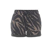 Relaxshorts LASCANA, Damen, Gr. 40/42, N-Gr, grau (dunkelgrau, taupe), Sweatware, Obermaterial: 60% Baumwolle, 40% Polyester, gemustert, bestickt, casual, bequem kurz, Hosen, mit seitlichen Taschen un