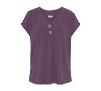 Schlupfbluse LASCANA Gr. 44, lila (violett), Damen, Obermaterial: 100% Viskose, unifarben, Blusen, mit modischen Knöpfen, luftige Kurzarmbluse, sommerlich (25325669-44) violett