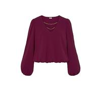 Schlupfbluse LASCANA, Damen, Gr. 42, lila (pflaume), Crêpe, Obermaterial: 98% Polyester, 2% Elasthan, unifarben, figurumspielend hüftlang, V-Ausschnitt, mit innenliegendem Gummizug, Blusen Schlupfblus