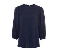 Schlupfbluse LASCANA, Damen, Gr. 46, blau (marine), Web, Obermaterial: 100% Viskose, unifarben, figurumspielend hüftlang, hoch geschlossener Ausschnitt, 1-Knopf-Manschette, Blusen Schlupfbluse, mit Lo