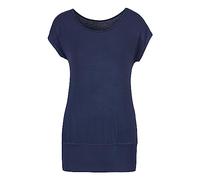Longshirt LASCANA "mit breitem Bund", Damen, Gr. 52/54, blau (navy), Obermaterial: 95% Viskose (LENZING™ ECOVERO™), 5% Elasthan, unifarben, figurumspielend lang, Rundhals, angeschnitten normaler Saum,