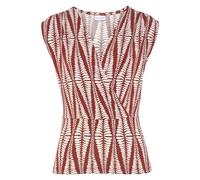 Shirttop LASCANA, Damen, Gr. 40/42, orange (terracotta, creme bedruckt), Jersey, Obermaterial: 95% Viskose, 5% Elasthan, bedruckt, figurbetont hüftlang, V-Ausschnitt, Tops Shirttop, mit Raffungen an d