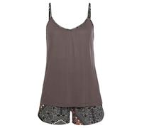 Shorty LASCANA, Damen, Gr. 44/46, braun (braun, gemustert), Single Jersey, Obermaterial: 100% Viskose, gemustert, mehrfarbig, kurz, tiefer V-Ausschnitt, Homewear-Sets Shorty, mit längenverstellbaren S