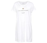 Sleepshirt VIVANCE DREAMS, Damen, Gr. 44/46, N-Gr, weiß, Single Jersey, Obermaterial: 100% Baumwolle, Basic mini, Rundhals, eingesetzt, Kleider Sleepshirt, mit Foliendruck (99430235-44) weiß