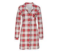 Sleepshirt LASCANA Gr. 36/38, N-Gr, rot, Damen, Interlock, Obermaterial: 100% Baumwolle, kariert, Kleider, mit Karomuster und Paspeln (69051962-36) rot