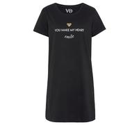 Sleepshirt VIVANCE DREAMS, Damen, Gr. 32/34, N-Gr, schwarz, Single Jersey, Obermaterial: 100% Baumwolle, Basic mini, Rundhals, eingesetzt, Kleider Sleepshirt, mit Foliendruck (93625165-32) schwarz