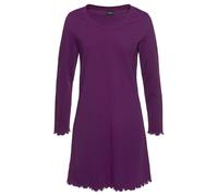 Sleepshirt LASCANA, Damen, Gr. 32/34, N-Gr, lila (beere), Single Jersey, Obermaterial: 100% Baumwolle, unifarben, klassisch, figurumspielend ca. Mitte Oberschenkel, Rundhals, Langarm gewellter Abschlu
