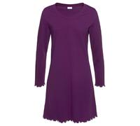 Sleepshirt LASCANA, Damen, Gr. 40/42, N-Gr, lila (beere), Single Jersey, Obermaterial: 100% Baumwolle, unifarben, figurumspielend ca. Mitte Oberschenkel, Rundhals, gewellter Abschluss, Kleider, mit We