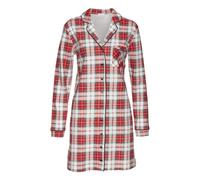 Sleepshirt LASCANA Gr. 36/38, N-Gr, rot, Damen, Interlock, Obermaterial: 100% Baumwolle, kariert, Kleider, mit Karomuster und Paspeln (69051962-36) rot