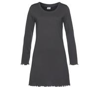 Sleepshirt LASCANA, Damen, Gr. 32/34, N-Gr, grau (taupe), Single Jersey, Obermaterial: 100% Baumwolle, unifarben, klassisch, figurumspielend ca. Mitte Oberschenkel, Rundhals, Langarm gewellter Abschlu